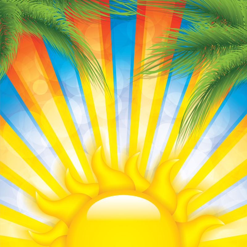 抽象矢量现代热带日落主题插图设计