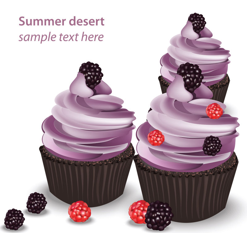 抽象矢量紫色浆果蛋糕设计