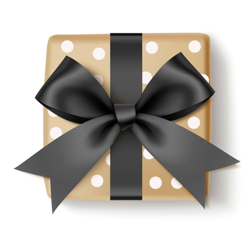 黑色蝴蝶结装饰礼品盒黑色星期五销售设计白色独立矢量图解
