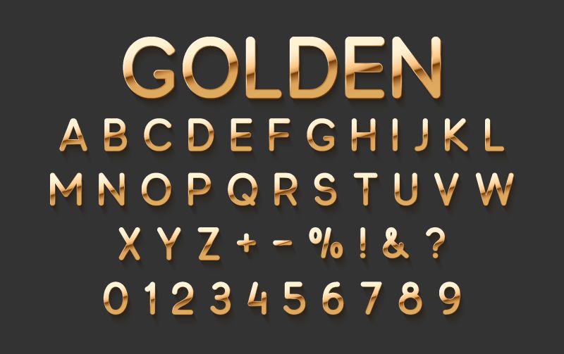 金色字体-优雅精致的金色字母和数字