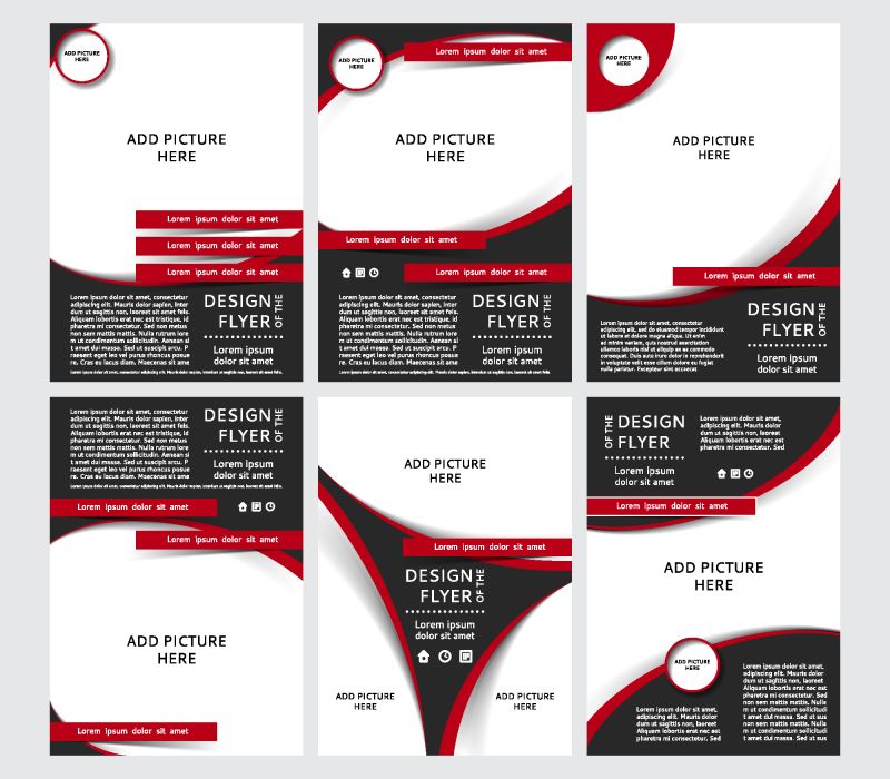 矢量设计的黑色传单-封面-小册子-海报-报告的地方-图片和红色元素-A4尺寸的矢量模板