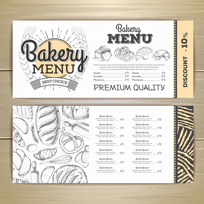 经典面包店菜单设计餐厅菜单文档模板