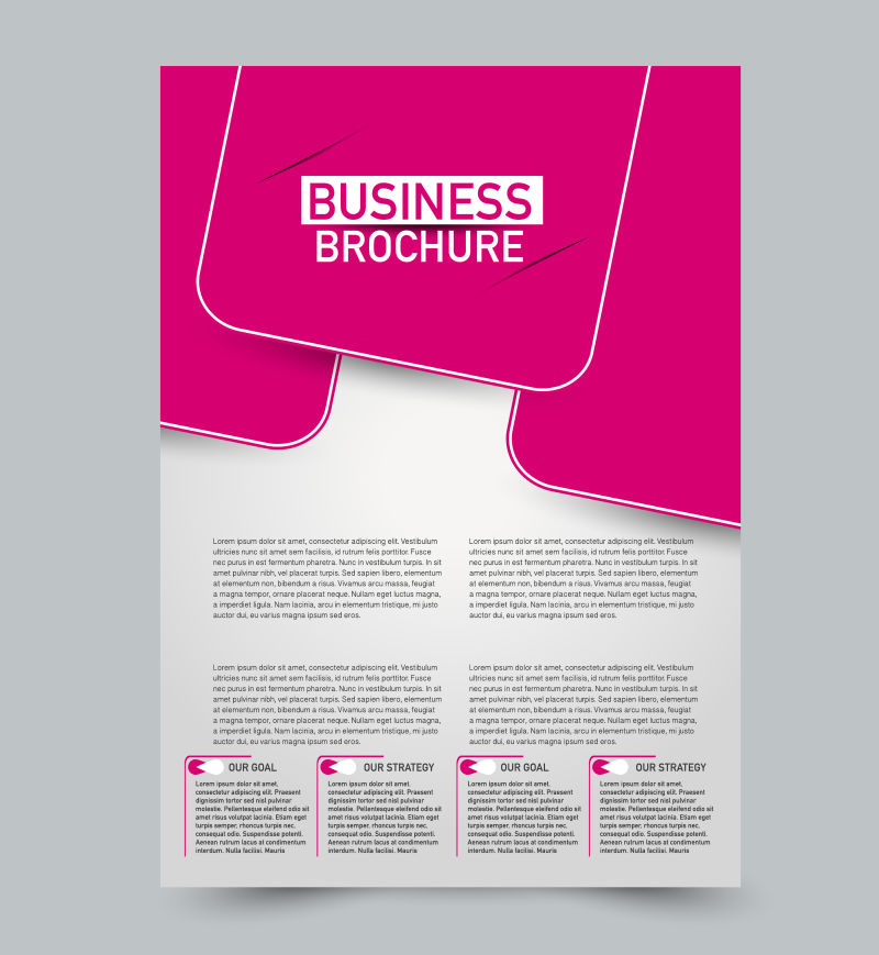 粉红色传单矢量设计模板集商业手册年度报告或杂志封面