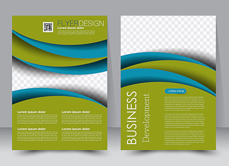 传单模板商业手册可编辑的A4海报设计教育介绍网站杂志封面蓝色和绿色