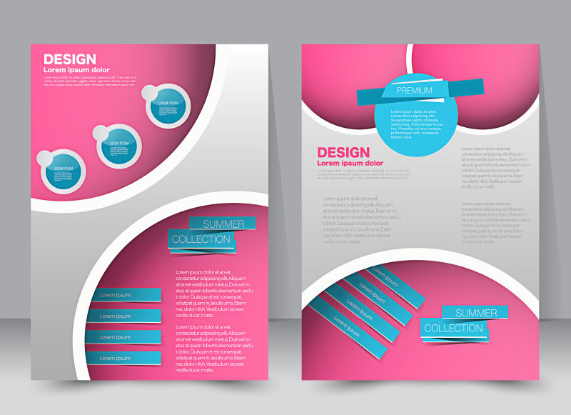 传单模板商业手册可编辑的A4海报设计教育介绍网站杂志封面蓝色和粉色
