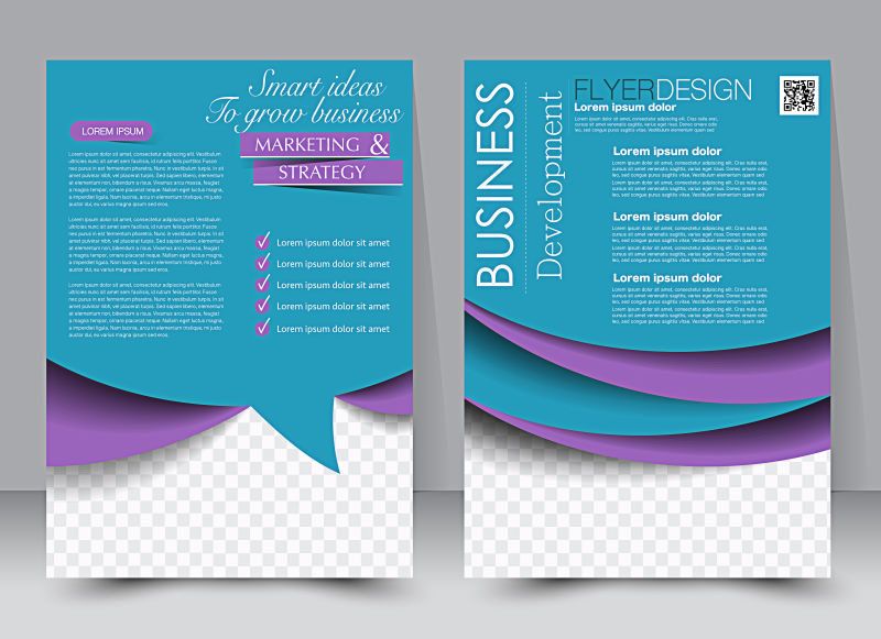 飞片模板-商业手册-编辑A4海报设计-教育-演示-网站-杂志封面-蓝色和紫色