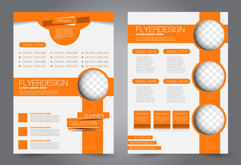 抽象传单模板商业手册设计橙色矢量图