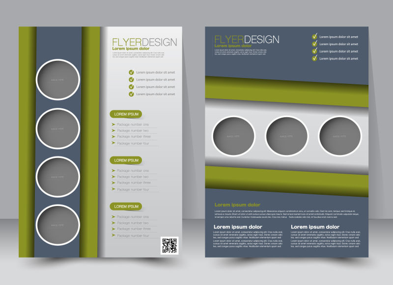传单模板商业手册可编辑的A4海报设计教育介绍网站杂志封面绿色和灰色