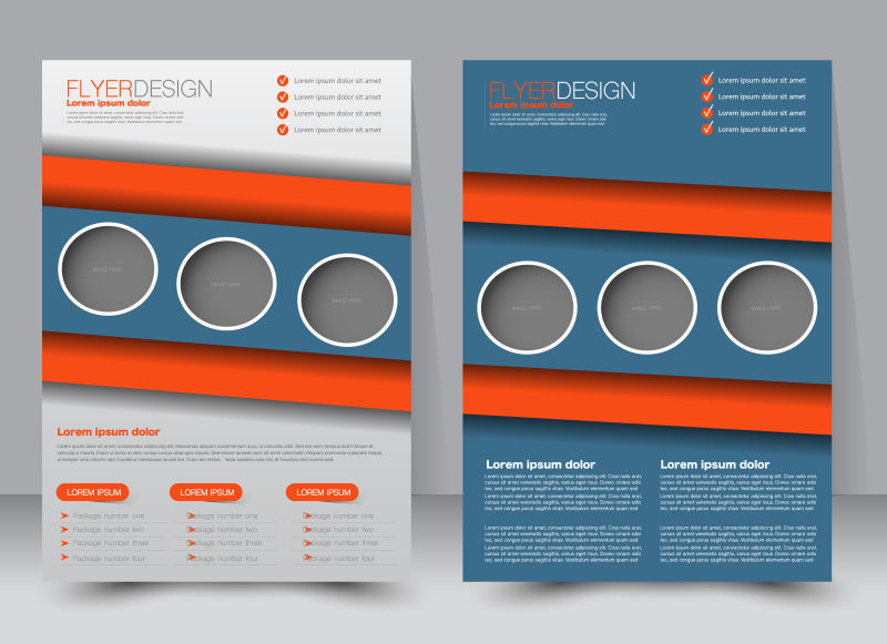 飞片模板商业手册编辑A4海报设计教育演示网站杂志封面蓝色和橙色