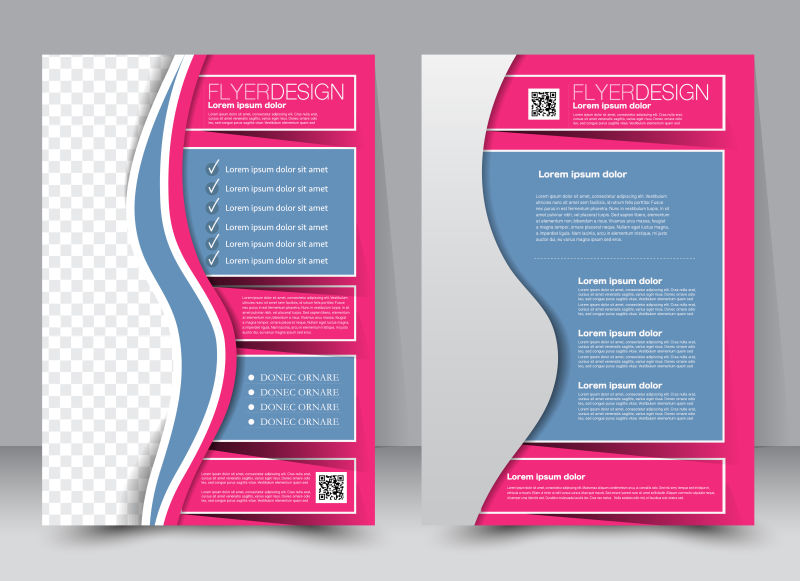 传单模板商业手册可编辑的A4海报设计教育介绍网站杂志封面蓝色和粉色