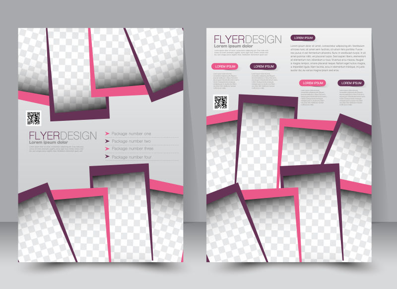 飞片模板商业手册编辑A4海报设计教育演示网站杂志封面紫色和粉红色