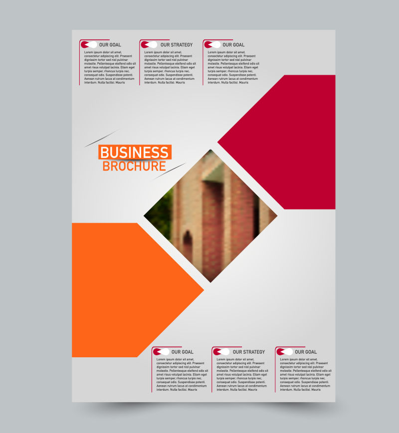 红色和橙色传单矢量设计模板集商业手册年度报告或杂志封面