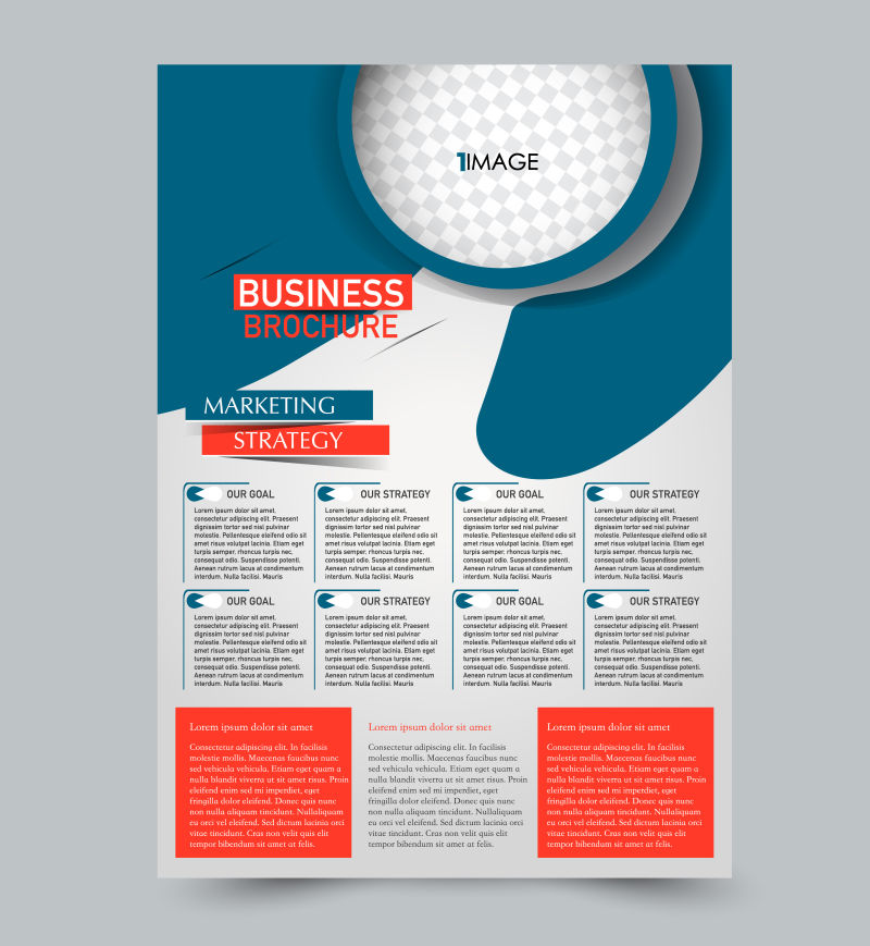 蓝色和橙色飞片矢量设计模板集商业手册年度报告或杂志封面