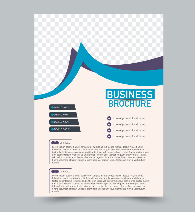 蓝色和紫色矢量传单模板抽象小册子设计年度报告包括背景商业教育广告可编辑插图