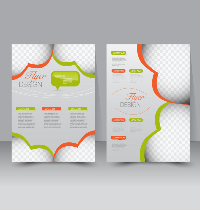 飞片模板商业手册编辑A4海报设计教育演示网站杂志封面绿色和橙色