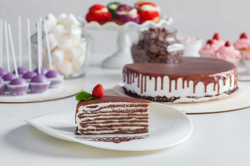 白底草莓巧克力蛋糕