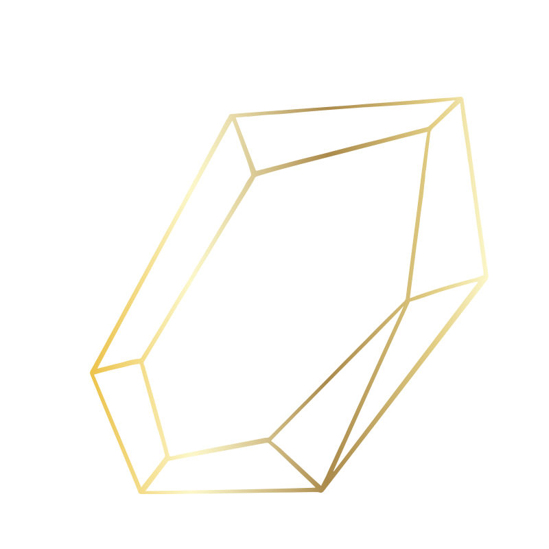 一套豪华的金色水晶形状-独立的插图元素-独立的插图元素-几何石英多边形水晶石马赛克形状紫水晶宝石