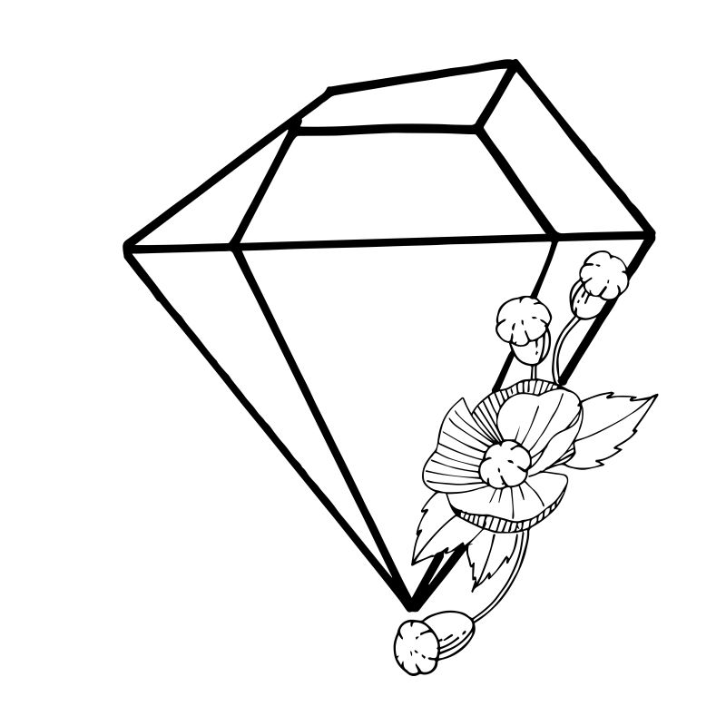 钻石珠宝矿物-独立的插图元素-几何石英多边形水晶石马赛克形状紫水晶宝石