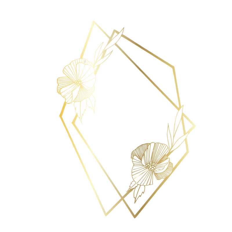水彩花和金框-在白纸上隔离-手绘的为了贺卡-装饰婚礼请柬
