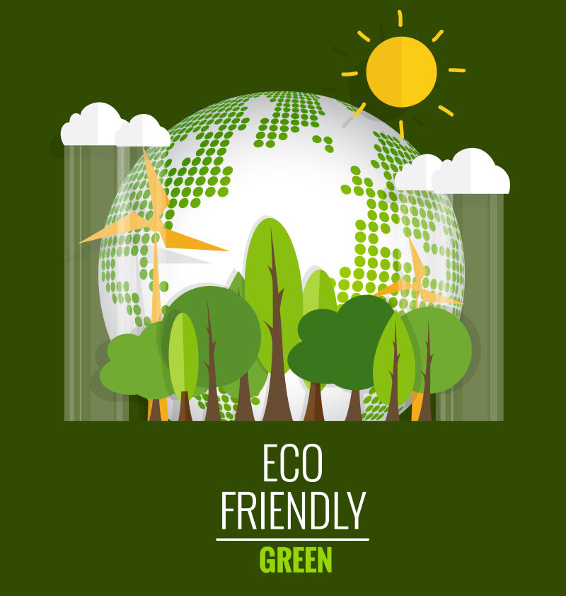生态友好型生态理念与绿色生态土壤和树木ve