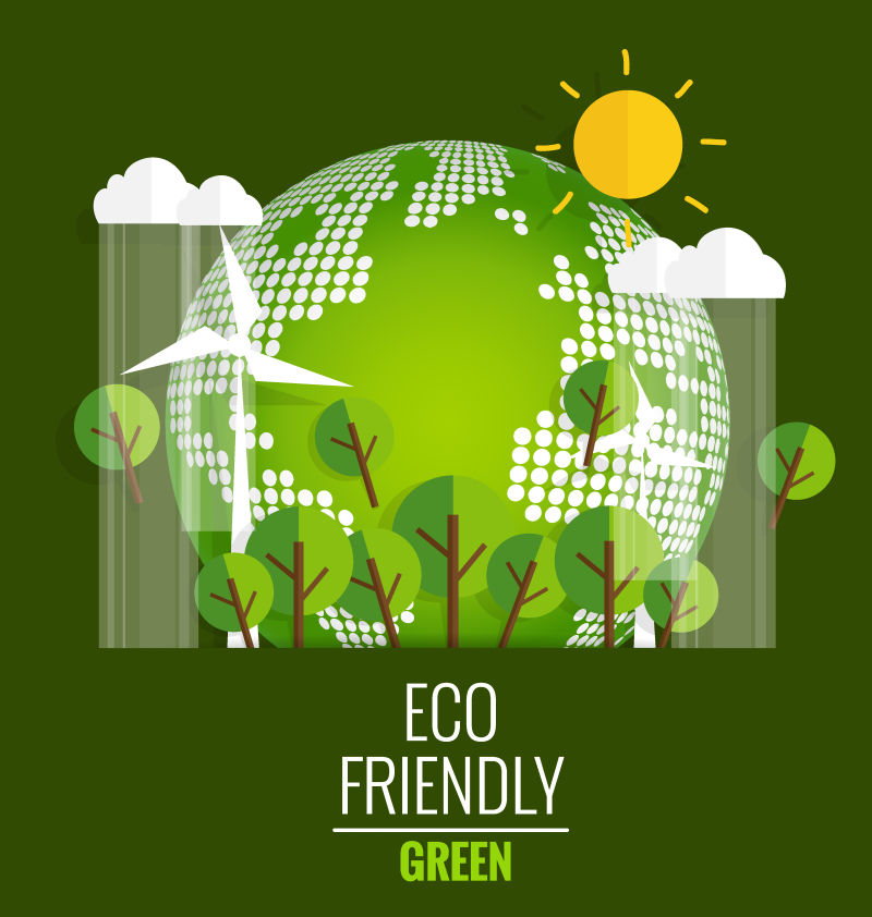 生态友好型生态理念与绿色生态土壤和树木ve