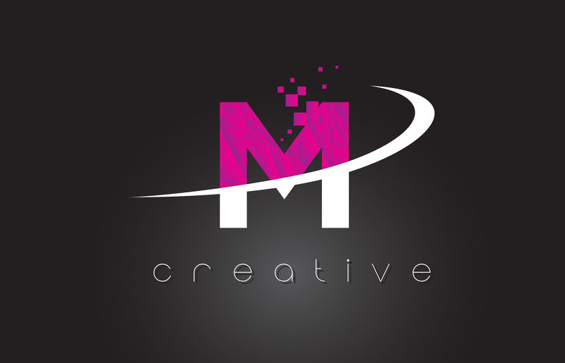 M创意字母设计白粉色