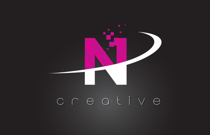 n白色和粉色的创意字母设计