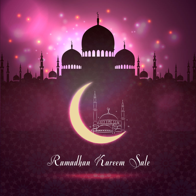Ramadan Kareem在夜间出售清真寺剪影
