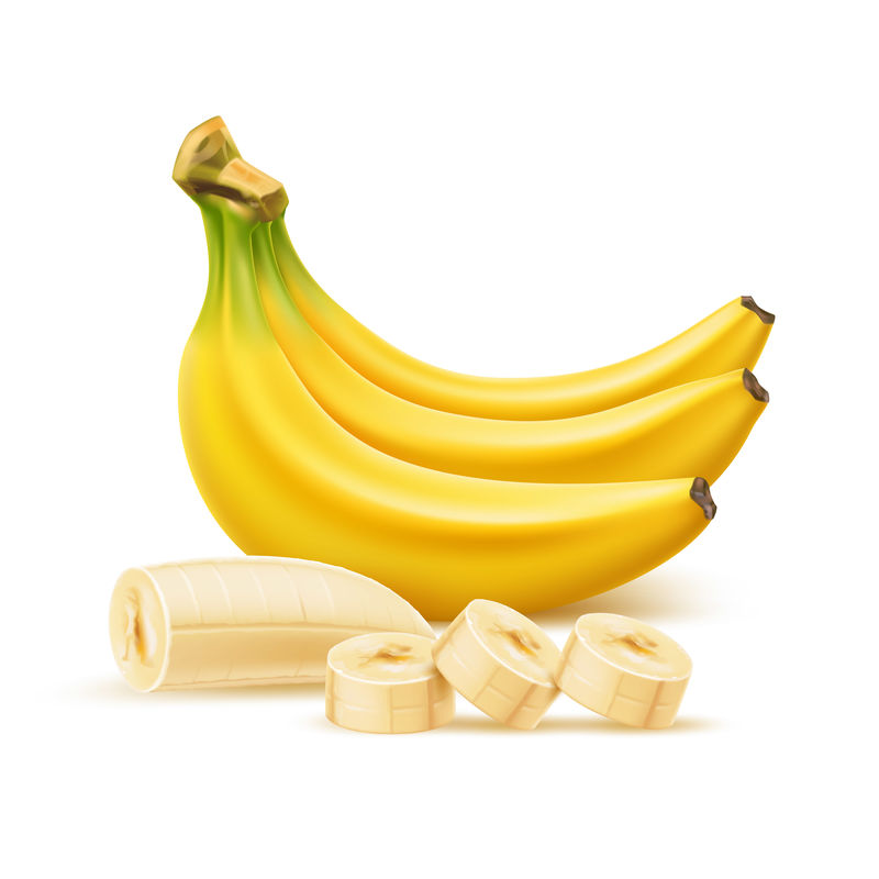 矢量熟香蕉串逼真的新鲜水果
