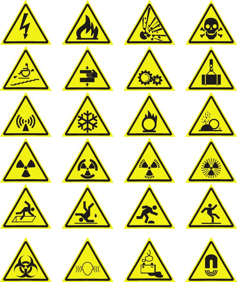 三角形黄色警告标志向量集