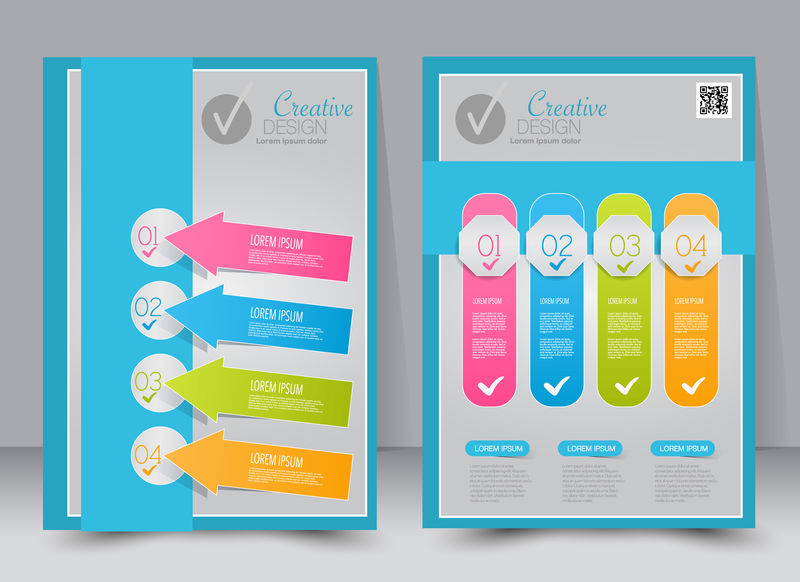 传单模板商业手册可编辑的A4海报设计教育介绍网站杂志封面蓝色背景色