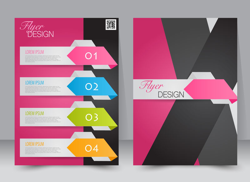 传单模板商业手册可编辑的A4海报设计教育介绍网站杂志封面黑色和粉色背景色