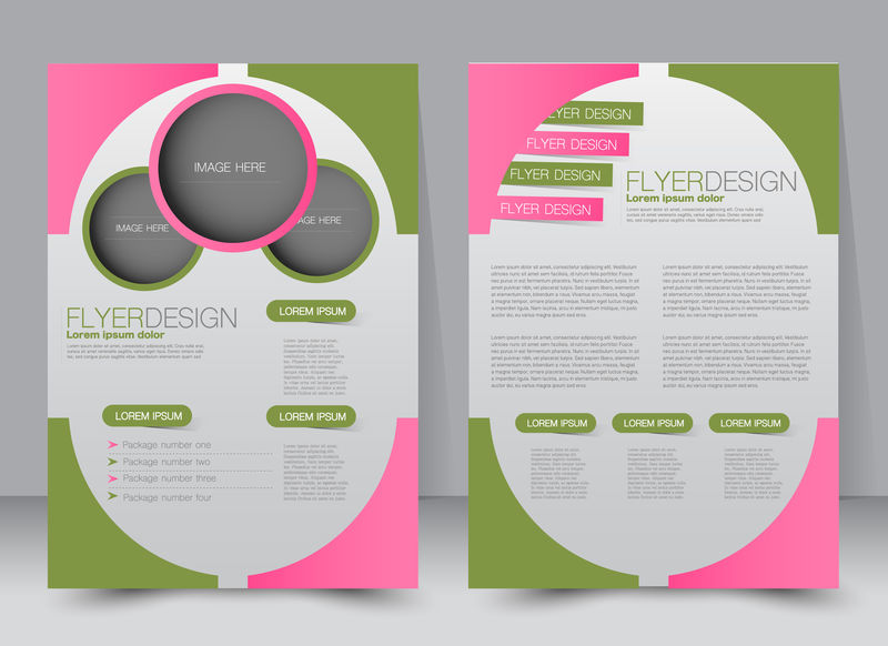 传单模板商业手册可编辑的A4海报设计教育介绍网站杂志封面粉红色和绿色