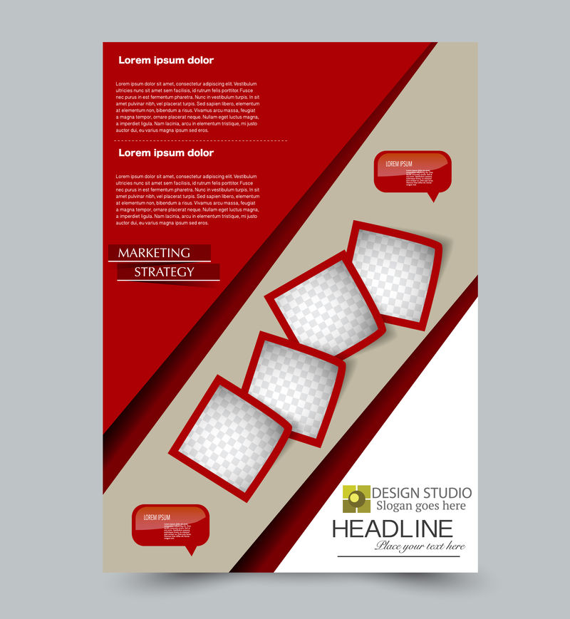红色矢量传单模板抽象小册子设计年度报告包括背景商业教育广告可编辑插图