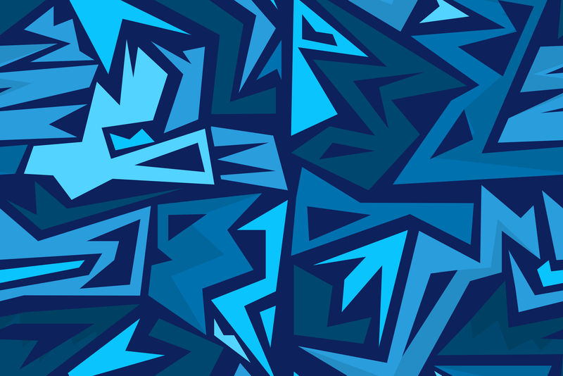 抽象几何蓝色无缝图案（光栅版）