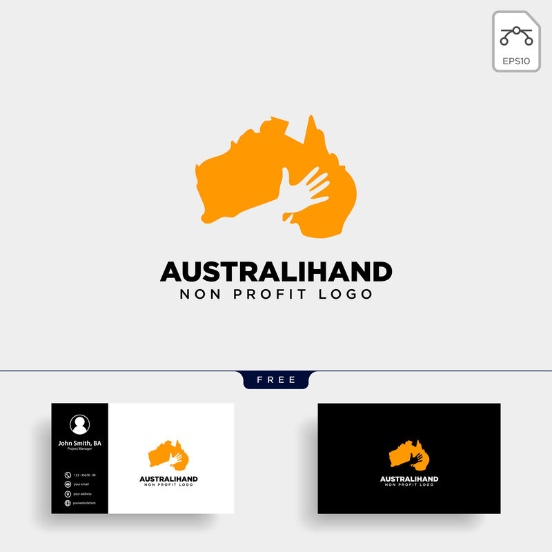 澳大利亚慈善非营利护理手标志模板矢量插图
