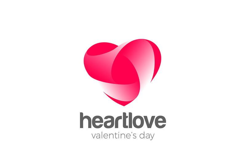 爱心标识爱心设计矢量模板-心脏病学医学符号标志-情人节概念图标