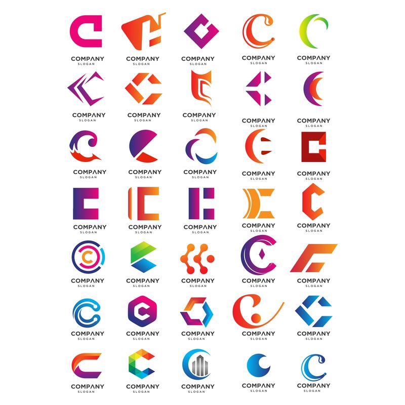 抽象C字母标志集