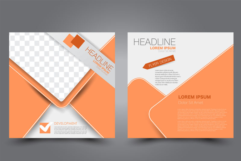 方形传单设计小册子封面网站或广告横幅模板矢量图橙色