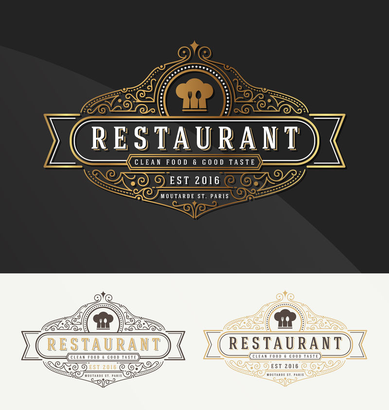 复古繁荣框架标志模板餐厅-酒店-房地产和精品店的身份-矢量图解