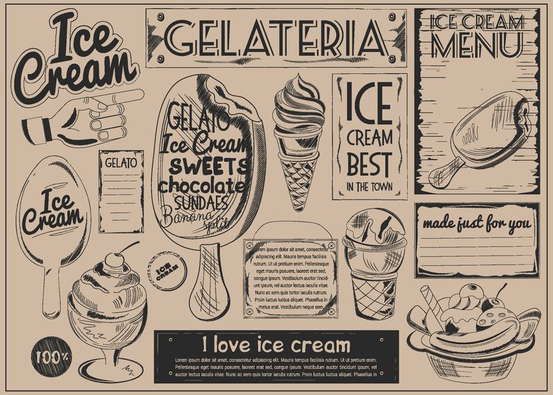 冰淇淋垫工艺纸矢量插图EPS10