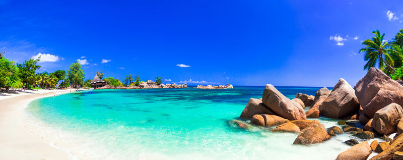 Praslin塞舌尔天堂海滩热带假日