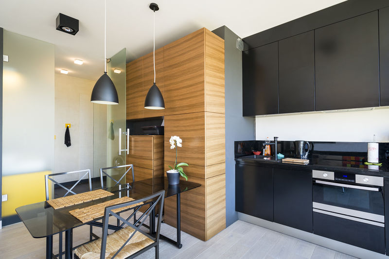 现代室内设计-带厨房和桌子
