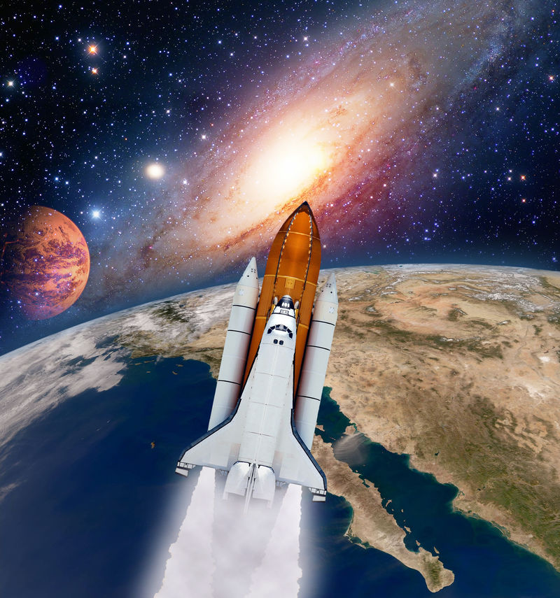 航天飞机运载火箭发射银河系火星行星月球空间这张图片的元素由美国宇航局提供