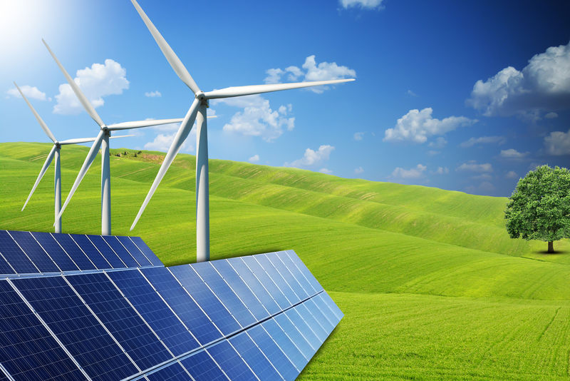 生态电力光伏板和风力发电的生态绿色能源