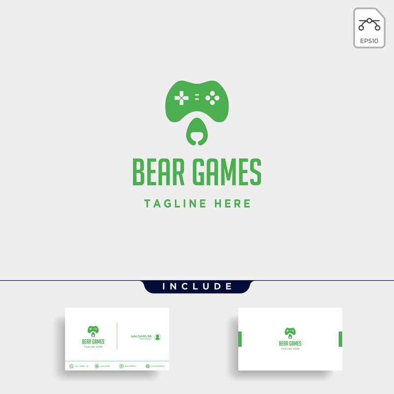 熊游戏标志设计模板动物概念控制器