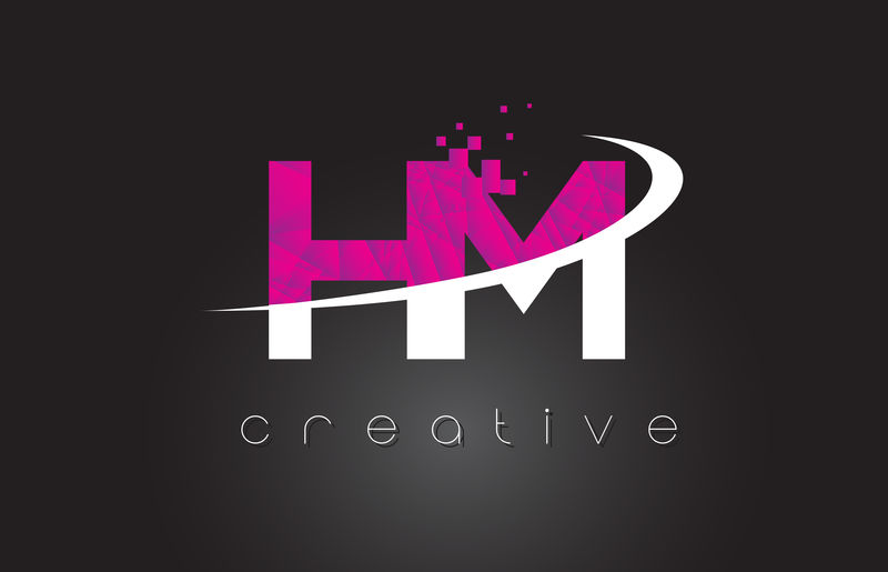 HM H M创意字母设计白粉色