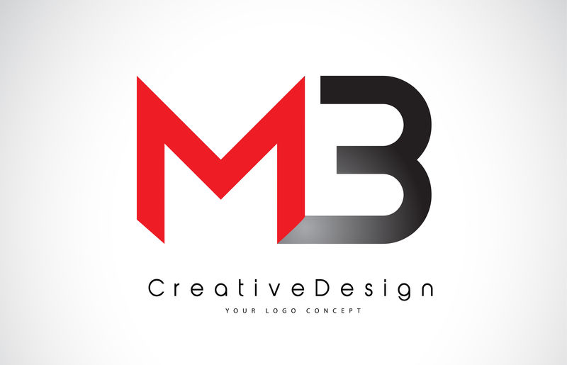 红色和黑色MB M B字母标志设计创意偶像现代乐