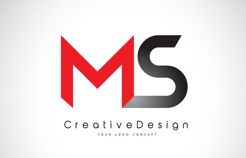 红色和黑色MS M S字母标志设计创意偶像现代乐