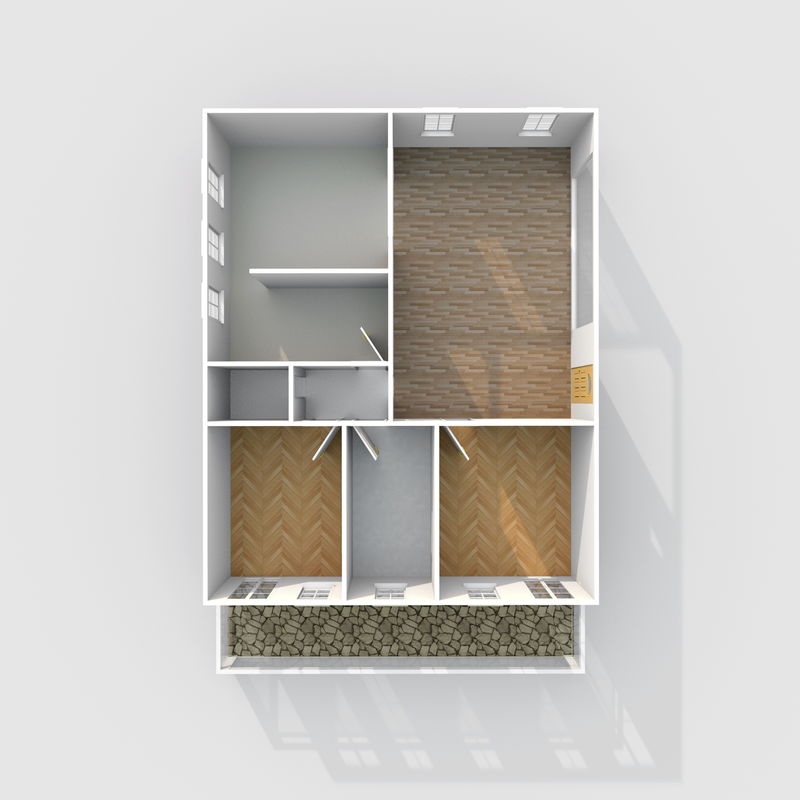 用地板材料绘制空置住宅的三维室内效果图